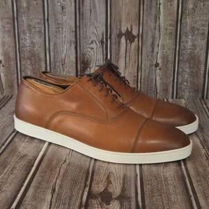 Sz 9.5 3E EEE Allen Edmonds Park Avenue Tan Leather Cap Toe Sneakers NO INSOLES